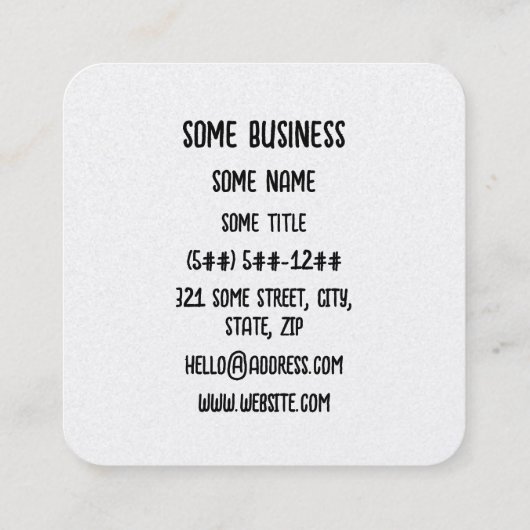 Hot water is the cure for everything スクエア名刺 (裏面)