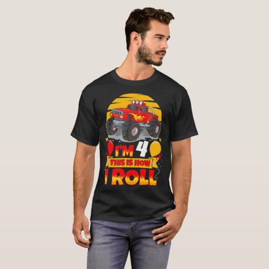 Hot Wheels Birthday Im 4 This Is How I Roll Tシャツ (正面フル)