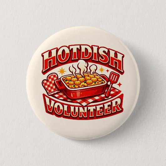 HOTDISH ボランティア 缶バッジ (正面)