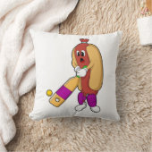 Hotdog at Cricket with Cricket bat クッション (ブランケット)