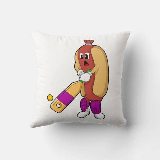 Hotdog at Cricket with Cricket bat クッション (裏面)