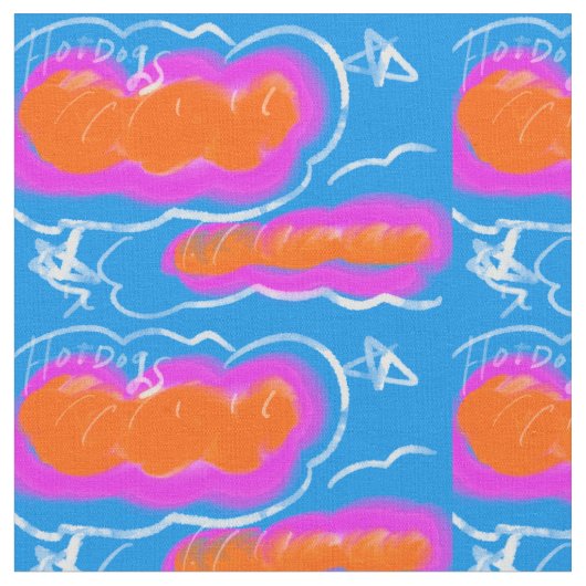 Hotdog blue,Pink,orange ファブリック (クローズアップ)
