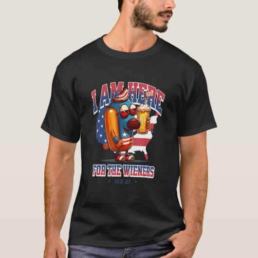Hotdog Funny Wiener 4th of July Patriotic Tシャツ (正面)