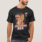 Hotdog Rex Dinosaur 4th of July Amerisaurus  1 Tシャツ (正面)