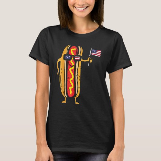 Hotdog Sunglasses American Flag USA  4th Of July F Tシャツ (正面)
