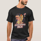 Hotdog T Rex Dinosaur 4th of July Amerisaurus Funn Tシャツ (正面)