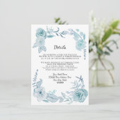 Hotel Blue White Boho 水彩花イラストの詳細 招待状 (スタンド正面)