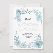 Hotel Blue White Boho 水彩花イラストの詳細 招待状 (正面)