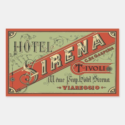 Hotel Sirena (Tivoli - Italy) 長方形シール (正面)