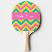 HotPink2ティール(緑がかった色)パイナップルLGシェブロン名モノグラム 卓球ラケット (裏面)