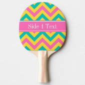 HotPink2ティール(緑がかった色)パイナップルLGシェブロン名モノグラム 卓球ラケット (正面)