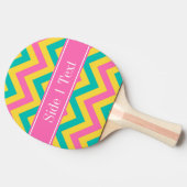HotPink2ティール(緑がかった色)パイナップルLGシェブロン名モノグラム 卓球ラケット (横)
