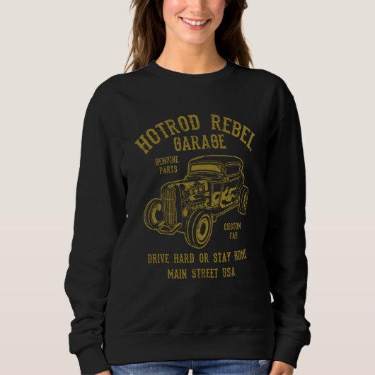 Hotrod Rebel Automotive Nostalgia Old Car Distress スウェットシャツ (正面)