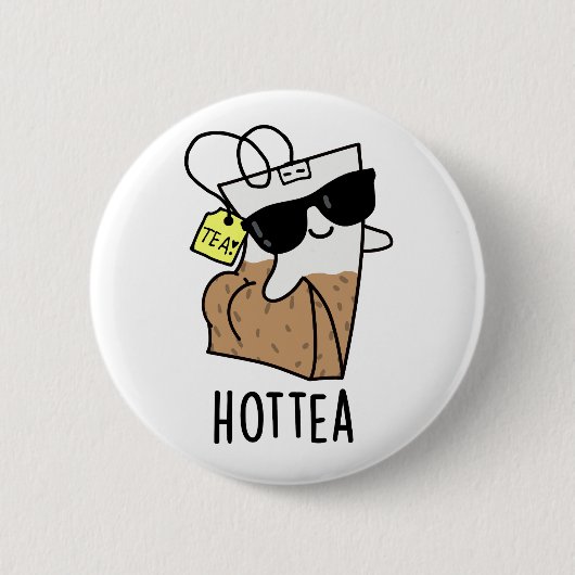 Hottea Funny Hot Tea Pun  缶バッジ (正面)