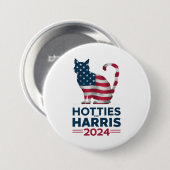 Hotties For Harris 2024 猫好き女性 カマラ・ハリス 缶バッジ (正面&裏面)