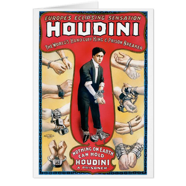 Houdiniの手品師の元通りになる1909年のヴィンテージポスター (正面)