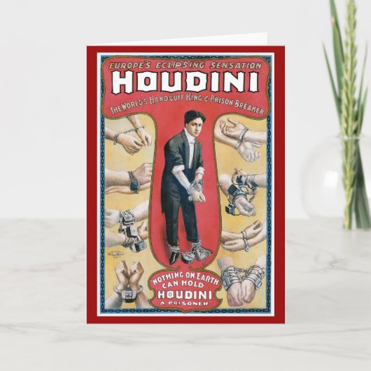 Houdiniの~のヴィンテージの手錠の脱獄の名人 カード (正面)