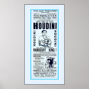 Houdini ~ Handcuff King ~ Vintage Magician Poster ポスター