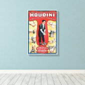 Houdini Magician 1909ヴィンテージポスター復元 キャンバスプリント (インサイチュ (ウッドフロア))