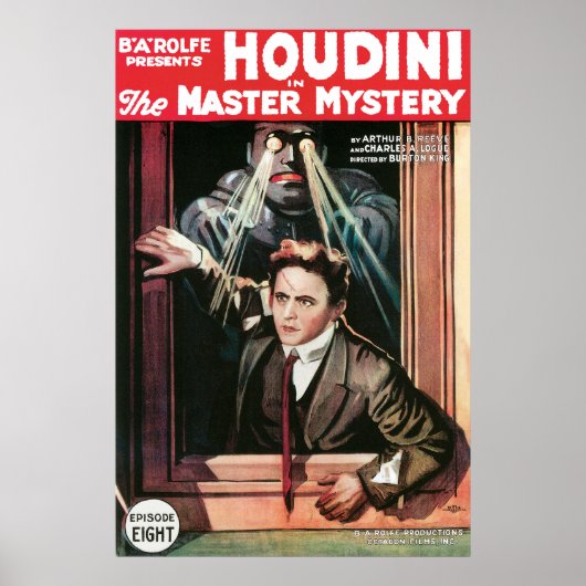 Houdini, The Mastering Mystery vintage poster 1919 ポスター (正面)