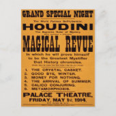 Houdini's Magical Revue, 1914 ポストカード (正面)