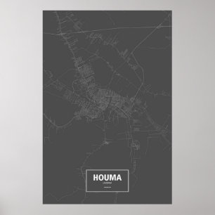 Houma、ルイジアナ(黒で白い) ポスター