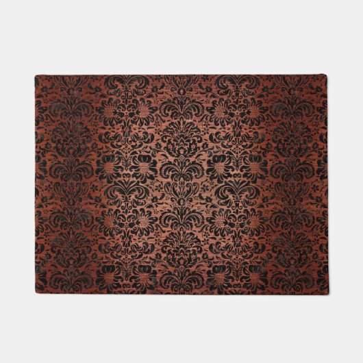 HOUNDSTOOTH1黒い大理石及び銅によってブラシをかけられる金属 ドアマット (正面)