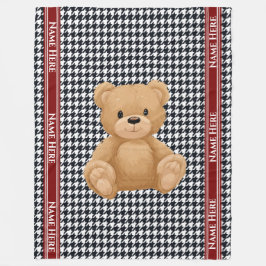 Houndstooth Bear Home フリースブランケット