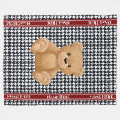 Houndstooth Bear Home フリースブランケット (正面(横))