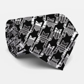 Houndstooth Black And White Patchwork Pattern ネクタイ (ロール)