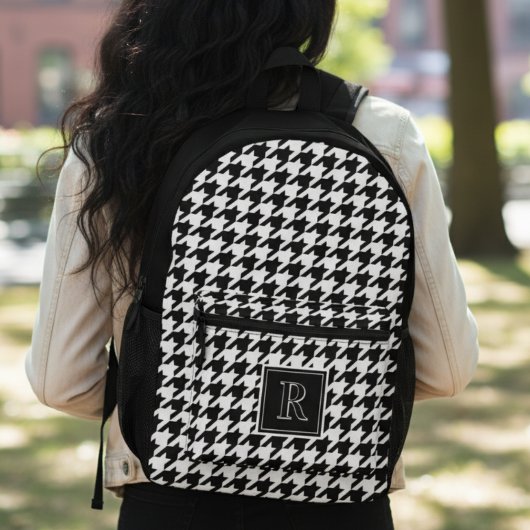 Houndstooth Black & White Monogram プリントバックパック