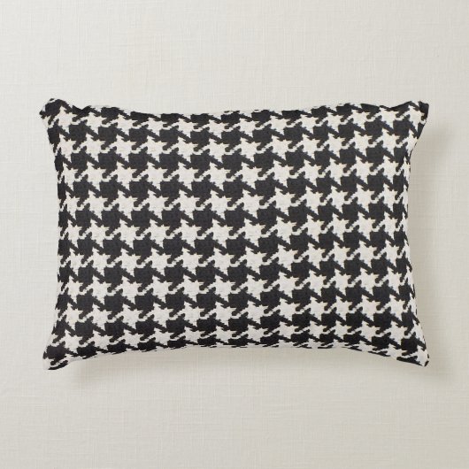 Houndstooth Black White Pattern アクセントクッション (正面)