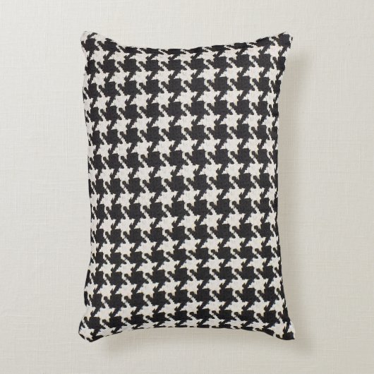 Houndstooth Black White Pattern アクセントクッション (正面(垂直))