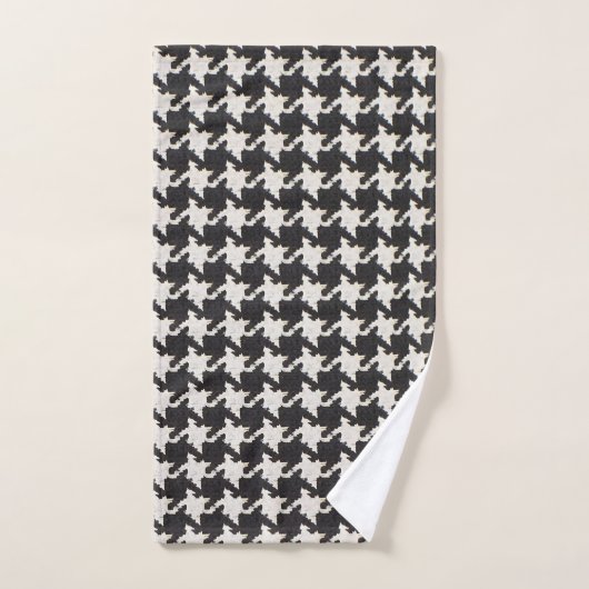 Houndstooth Black White Pattern バスタオルセット (ハンドタオル)