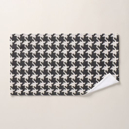 Houndstooth Black White Pattern バスタオルセット (ハンドタオル)