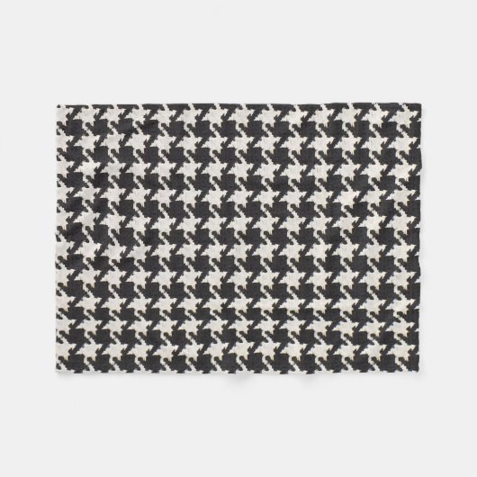 Houndstooth Black White Pattern フリースブランケット (正面(横))