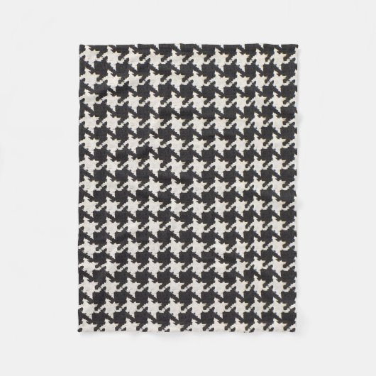 Houndstooth Black White Pattern フリースブランケット (正面)