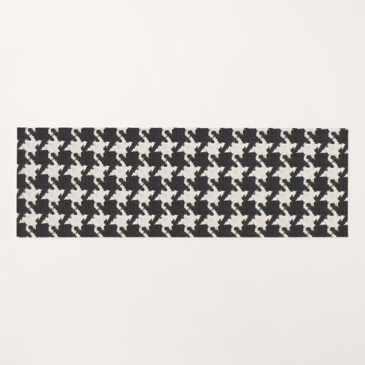 Houndstooth Black White Pattern ヨガマット (正面(横))