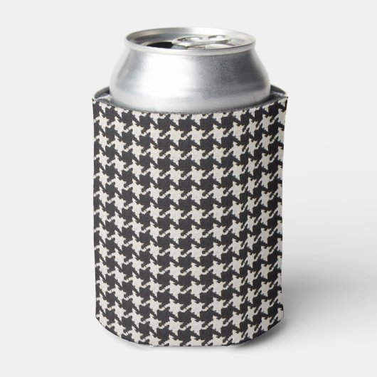 Houndstooth Black White Pattern 缶クーラー (缶正面)