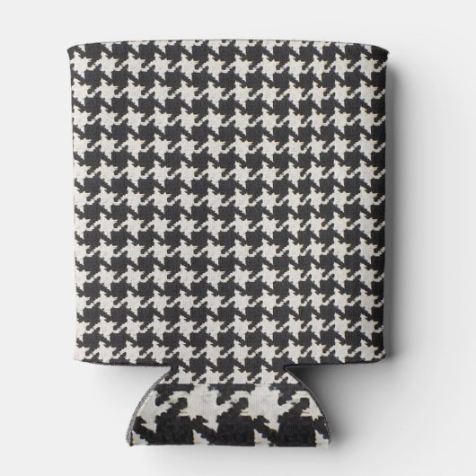 Houndstooth Black White Pattern 缶クーラー (裏面)