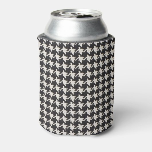 Houndstooth Black White Pattern 缶クーラー (缶裏面)