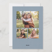 Houndstooth frame light blue Christmas photo シーズンカード (裏面)