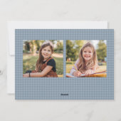 Houndstooth frame light blue three photo Christmas シーズンカード (裏面)