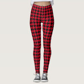 houndstooth pattern black and red Leggings レギンス (正面)