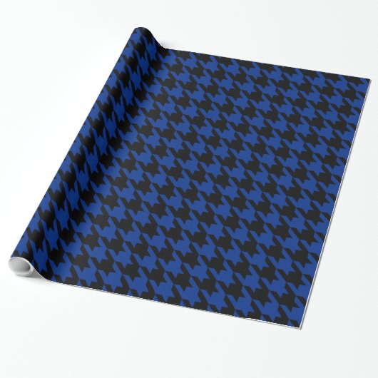 houndstooth Pied de Poule Black青 ラッピングペーパー (アンロールド)