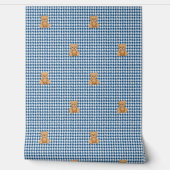 Houndstooth Teddy Home, Classic Blue, 壁紙 (ほどく)