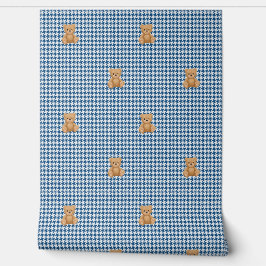 Houndstooth Teddy Home, Classic Blue, 壁紙