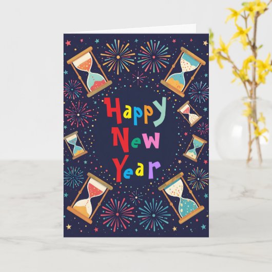 Hourglasses New Years カード (黄色い花)