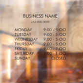 Hours of Operation Personalized Window Cling ウィンドウサイン (シート2)