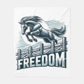 Hourse jumping over freedom wall ,symbol of power フリースブランケット (正面)
